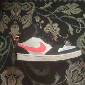 Black and White Sneakers with Pink Accent